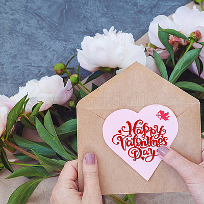 EUBUY Transparent Clear Stamp Cutting Die Set Paper Card Making Clear Stamp  Valentine Day Love Heart and Word Pattern Stamp Printing Greeting Card