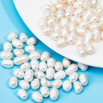 NBEADS 2 fili 49pz/filo di Perle D'Acqua Dolce Coltivate Naturali, 4~5mm Perle  D'Acqua Dolce Ovali Naturali per Artigianato Fai Da Te Che Fanno Gioielli  Bracciali Collane Orecchini, Riso, Bianco Crema : 