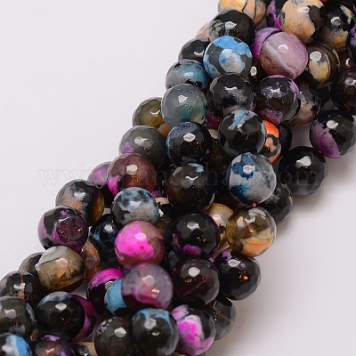 Brins de perles d'agate craquelée de feu naturel&nbsp;X-G-G882-10mm-B07-1-1