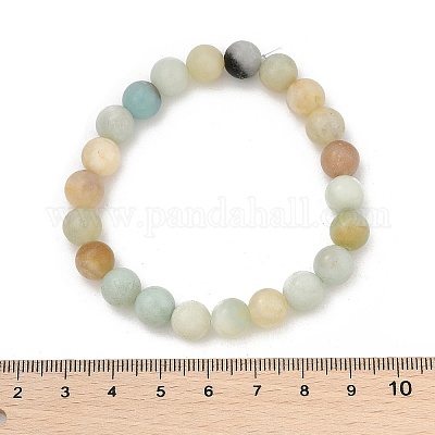 Bracelets extensibles en perles d'amazonite de fleurs naturelles&nbsp;BJEW-F380-01-B09-1