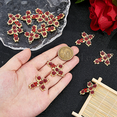 12 Stück Rack-Plating-Anhänger aus hellgoldfarbener Legierung mit Strassen&nbsp;RELI-DC0001-01-1