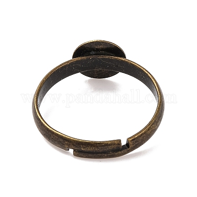 Einstellbar antike Bronze Messing Pad Fingerring Basen&nbsp;X-EC541-NFAB-1