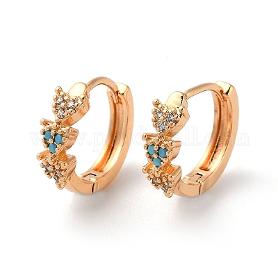 Orecchini a cerchio in ottone con strass&nbsp;EJEW-K256-61KCG-1