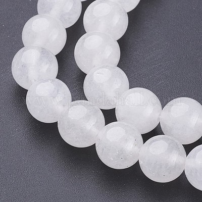 Chapelets de perles de jade blanche naturelle&nbsp;GSR10mmC138-1