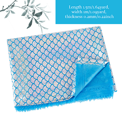 Tissus en polyester à motif écailles de poisson&nbsp;DIY-WH0304-508B-1