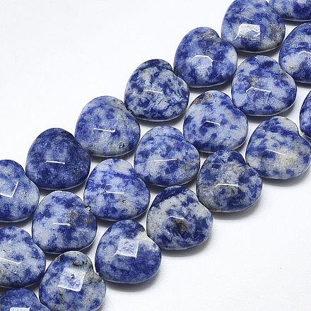 Perles de jaspe tache bleue naturelle G-S357-E02-06-1