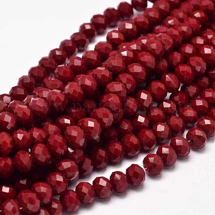 Faceted Rondelle Glass Beads Strands X-GLAA-I033-8mm-11-1