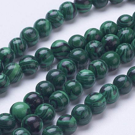 Chapelets de perles en malachite synthétique G-D855-02-8mm-1