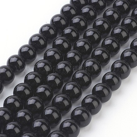 Chapelets de perles en pierre noire synthétique X-GSR4mmC044-1