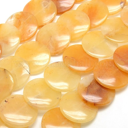 Natural Lentil Yellow Aventurine Beads Strands G-P062-59-1