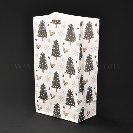 クリスマステーマ長方形紙袋  ハンドルなし  ギフト＆フードパッケージ用  クリスマスツリー模様  12x7.5x23cm CARB-G006-01K-1