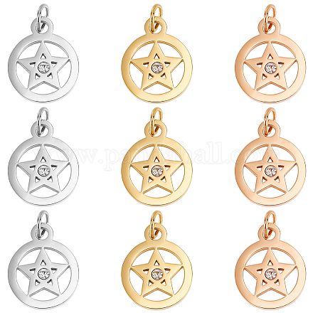 DICOSMETIC 9Pcs 3 Colors Pentacle Charms Pentagram Pendants Star Pendants Astrological Symbol Necklace Lucky Charms Astrolabe Pendants for Earring Bracelet Necklace Findings Jewelry Making STAS-DC0009-36-1