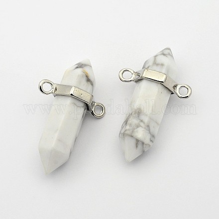 Natural Howlite Bullet Pointed Pendants X-G-F176-01-1