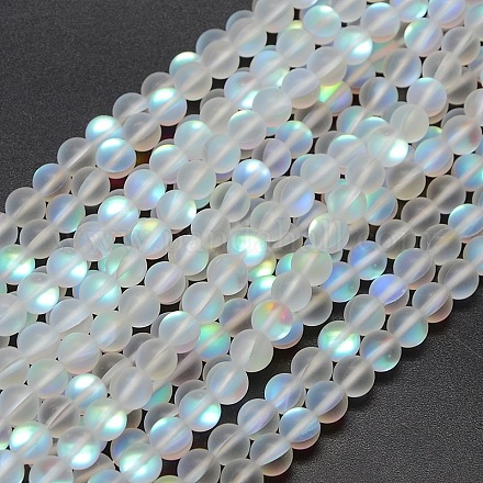 Chapelets de perles en pierre de lune synthétique G-F142-8mm-01-1