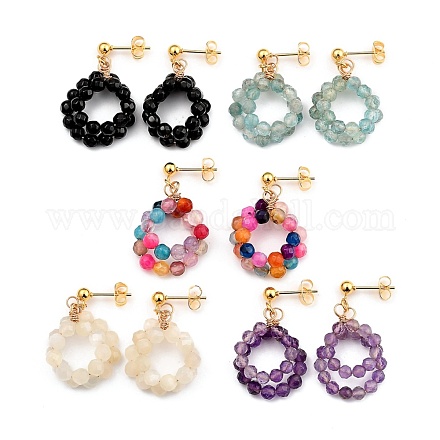 Aretes de perlas de piedras preciosas naturales EJEW-JE04230-1