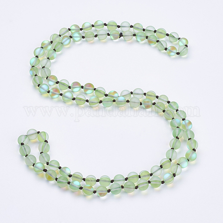 Synthetic Moonstone Beaded Multi-use Necklaces/Wrap Bracelets X-NJEW-K095-C04-1