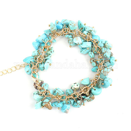 Synthetic Turquoise  Bead Bracelets PW-WG73957-01-1