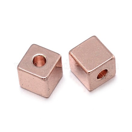 Cube Eco-Friendly Brass Beads KK-F0317-08RG-NR-1