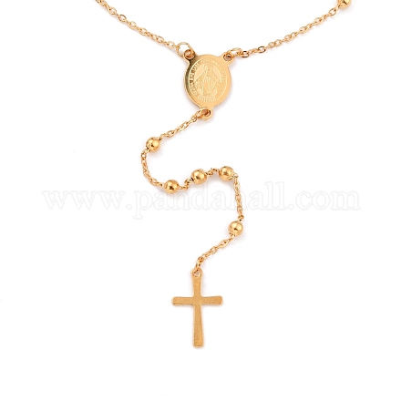 304 collares de cuentas de rosario de acero inoxidable para religión STAS-B021-02G-1