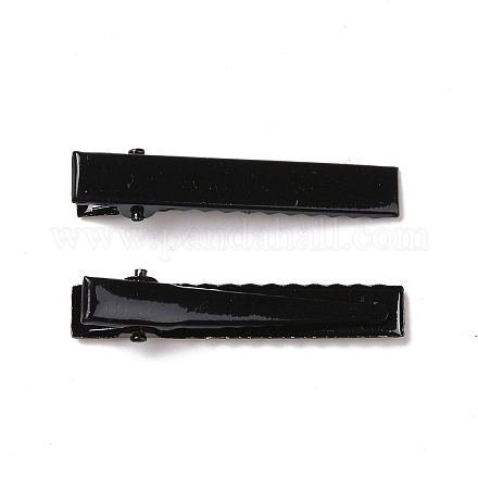 Cocodrilo plana fornituras del clip del pelo de hierro negro X-PHAR-S039-46mm-1