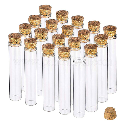 空のガラス瓶  木製のカバー付き  ウィッシングボトル  透明  2x13.35cm  容量：約30ミリリットル  20個/箱 AJEW-BC0005-36B-1