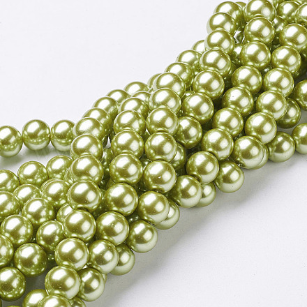 Abalorios de perla de vidrio perlados redondos X-HY-10D-B44-1
