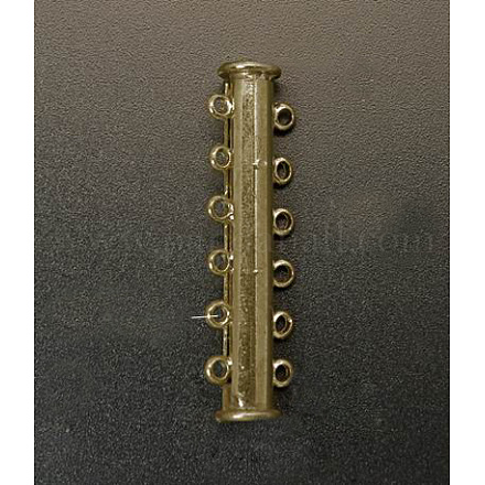 1連真鍮製スライドロッククラスプ  マルチ連アクセサリー用  6の穴  アンティークブロンズ  12mm  穴：36x7mm KK-Q270-4-1