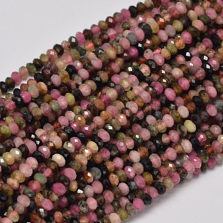 Chapelets de perles en tourmaline naturelle à facettes rondelle G-F269-44-1