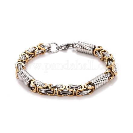 Ion Plating(IP) 304 Stainless Steel Column Links Bracelet with Byzantine Chains for Men BJEW-G649-01G-1