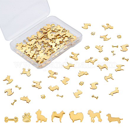 合金カボション  DIYクリスタルエポキシ樹脂材料充填用  犬  ゴールドカラー  112個/箱 MRMJ-OC0001-34G-1