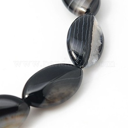 Natural Striped Agate/Banded Agate Beads Strands G-G303-11x19mm-02-1