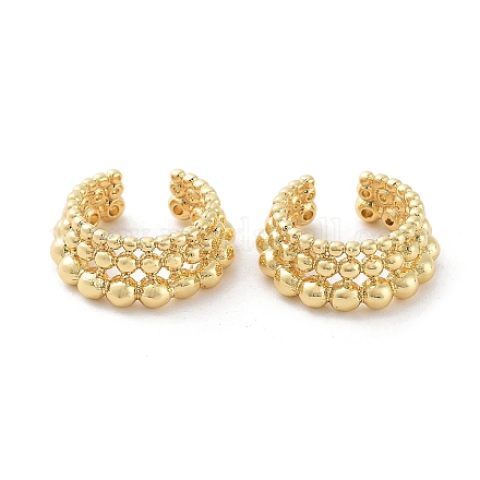 Round Ball Brass Cuff Earrings EJEW-D088-13G-1