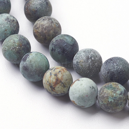 Brins de perles turquoises africaines naturelles (jaspe) G-P214-03-6mm-1
