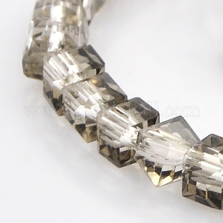 Half Plated Clear Glass Faceted Cube Beads Strands GLAA-A031-4mm-HP03-1