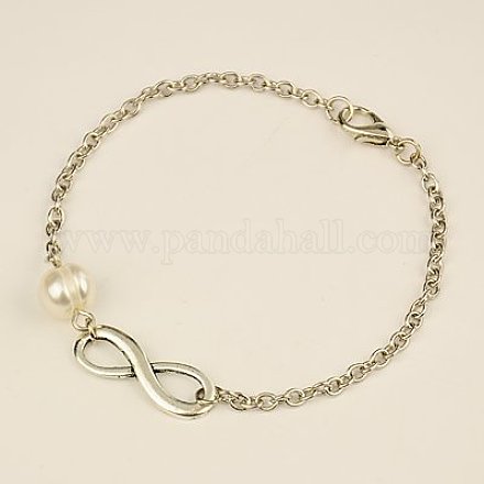 Fashion Tibetan Style Infinity Link Bracelets BJEW-JB01041-01-1