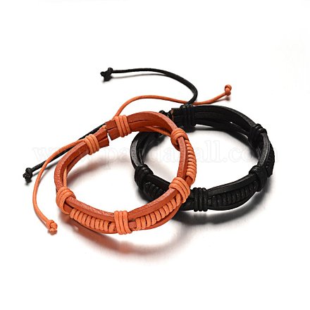 Bracelets réglables de cordon en cuir BJEW-M169-12-1