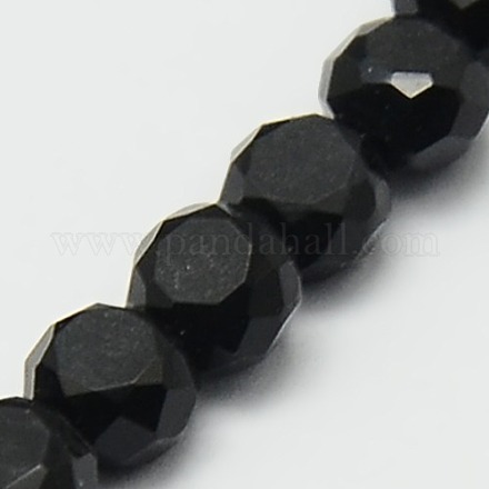 Faceted Flat Round Frosted Crystal Glass Beads Strands GLAA-F007-A02-1