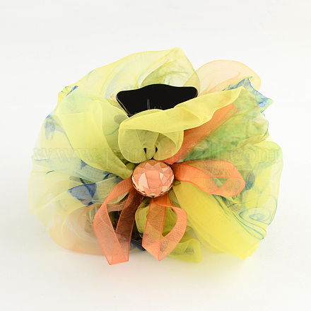 Pinzas para el cabello de tela de flores de garra de plástico PHAR-S276-01-1