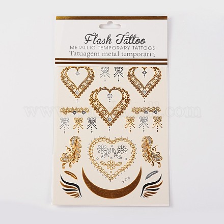 Mixed Shapes Cool Body Art Removable Fake Temporary Tattoos Metallic Paper Stickers X-AJEW-O012-07-1