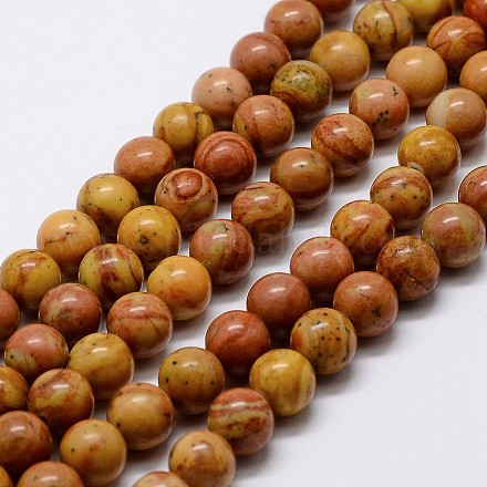 Chapelets de perles en pierre en bois naturel G-D863-4mm-1