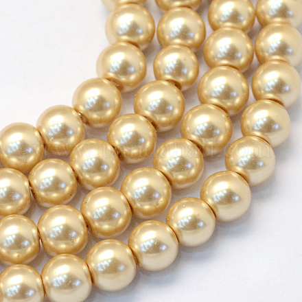 Chapelets de perles rondes en verre peint HY-Q003-6mm-42-1