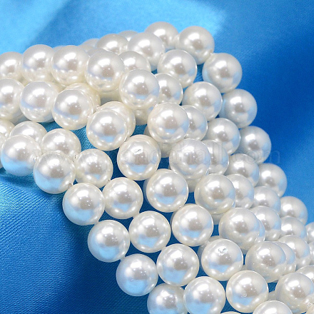 Round Shell Pearl Bead Strands BSHE-L011-14mm-A013-1