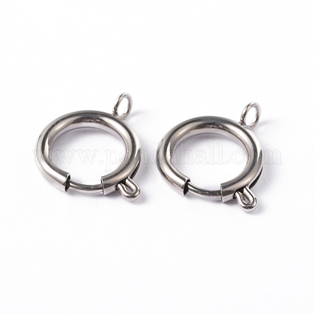 304 Stainless Steel Smooth Surface Spring Ring Clasps STAS-D149-07-1