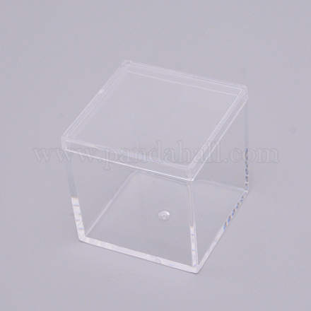 プラスチックの箱  トランスペアレント  正方形  透明  4.5x4.5x4.5cm  インナーサイズ：4.1x4.1センチメートル CON-WH0074-41A-1