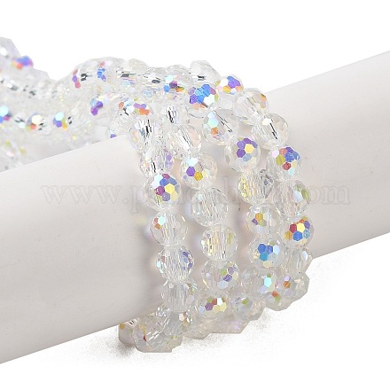Transparentes perles de verre de galvanoplastie brins GLAA-Q099-B01-06-1