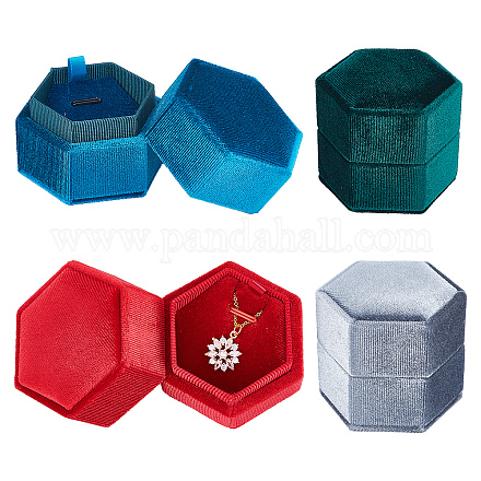 Nbeads 4Pcs 4 Colors Velvet Jewelry Box VBOX-NB0001-05-1