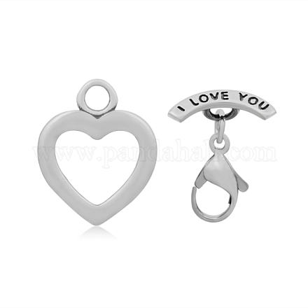 Heart 316 Stainless Steel Toggle Clasps STAS-M261-12-1