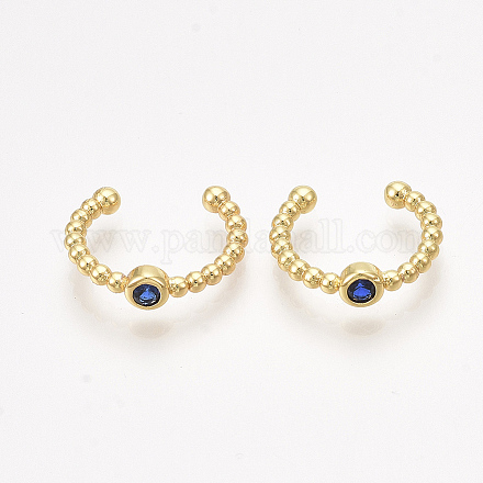 Brass Cubic Zirconia Cuff Earrings EJEW-S201-182B-1