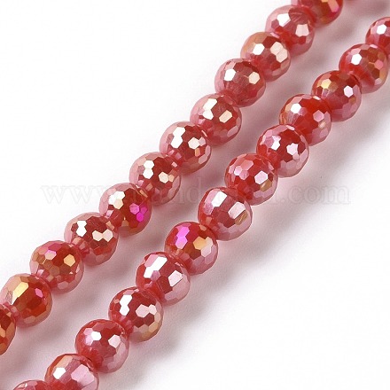 Electroplate Opaque Solid Color Glass Beads Strands GLAA-E036-11E-1