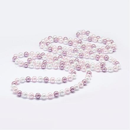 Two-Tier Glass Pearl Beaded Necklaces NJEW-K043-8mm-05-1